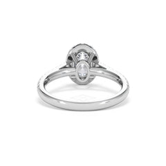 Georgina Lab Oval Diamond Halo Engagement Ring 18K White Gold 1.55ct F/VS1