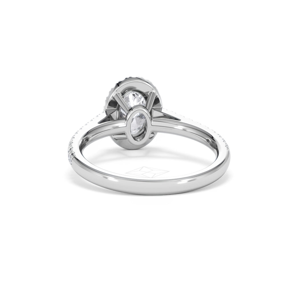 Georgina Lab Oval Diamond Halo Engagement Ring 18K White Gold 1.55ct F/VS1