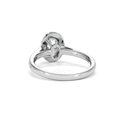 Georgina Lab Oval Diamond Halo Engagement Ring 18K White Gold 1.55ct F/VS1