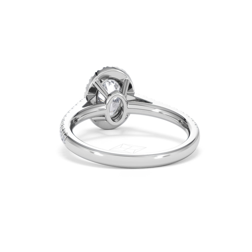 Georgina Lab Oval Diamond Halo Engagement Ring Platinum 1.55ct F/VS1