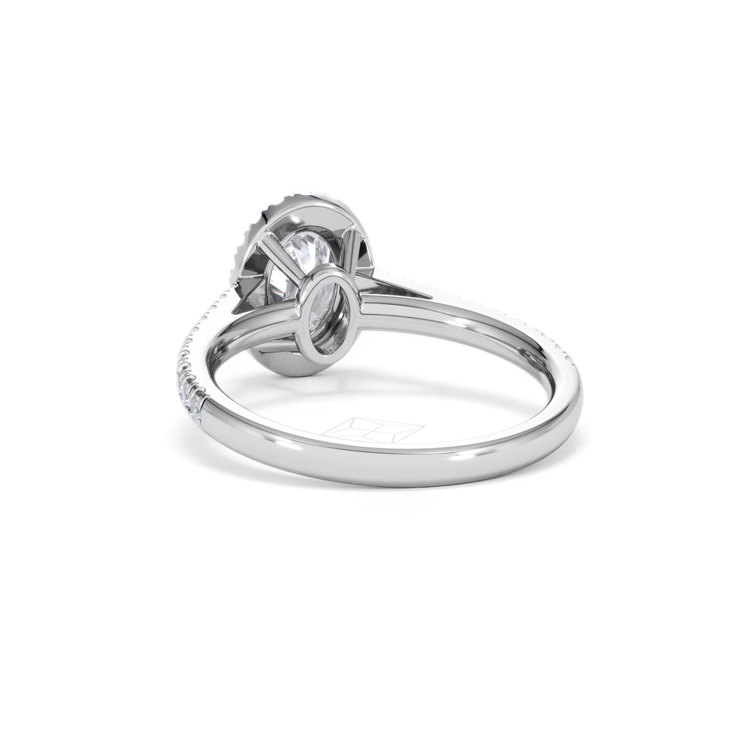 Georgina Lab Oval Diamond Halo Engagement Ring 18K White Gold 1.55ct F/VS1