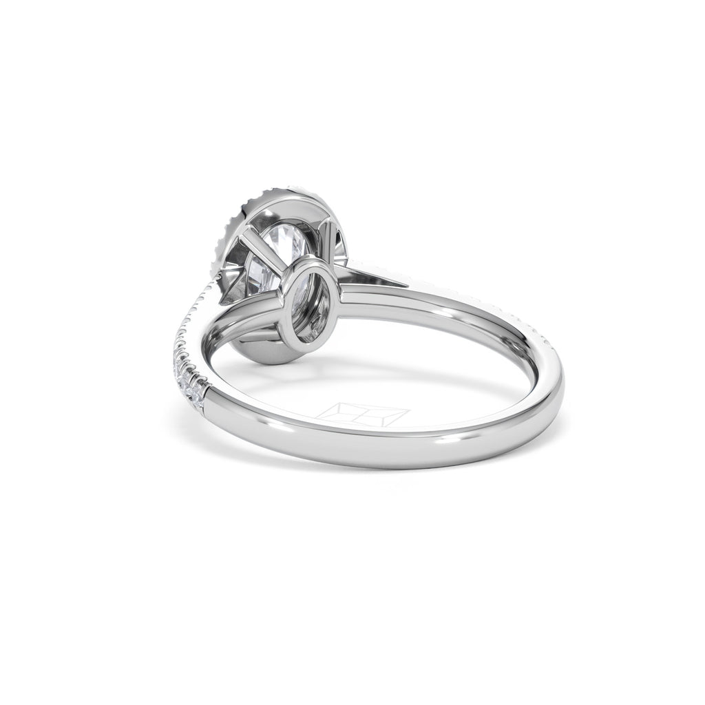 Georgina Lab Oval Diamond Halo Engagement Ring 18K White Gold 1.55ct F/VS1