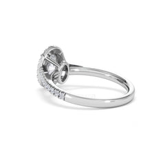 Georgina Lab Oval Diamond Halo Engagement Ring 18K White Gold 1.55ct F/VS1