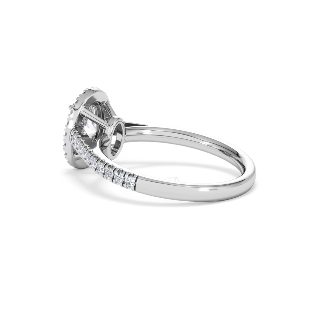 Georgina Lab Oval Diamond Halo Engagement Ring 18K White Gold 1.55ct F/VS1