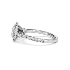 Georgina Lab Oval Diamond Halo Engagement Ring 18K White Gold 1.55ct F/VS1