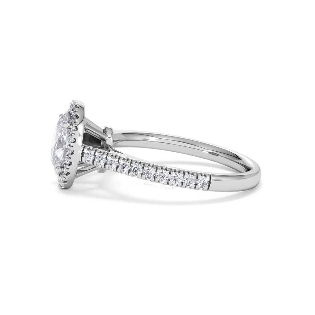 Georgina Lab Oval Diamond Halo Engagement Ring 18K White Gold 1.55ct F/VS1