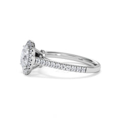 Georgina Lab Oval Diamond Halo Engagement Ring Platinum 1.55ct F/VS1