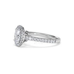 Georgina Lab Oval Diamond Halo Engagement Ring Platinum 1.55ct F/VS1