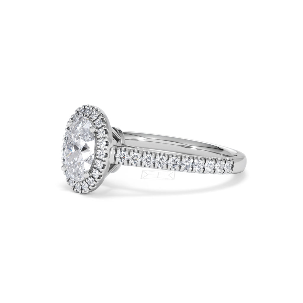 Georgina Lab Oval Diamond Halo Engagement Ring Platinum 1.55ct F/VS1