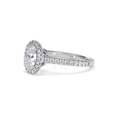 Georgina Lab Oval Diamond Halo Engagement Ring Platinum 1.55ct F/VS1