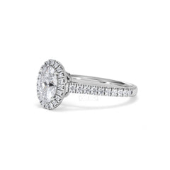 Georgina Lab Oval Diamond Halo Engagement Ring Platinum 1.55ct F/VS1