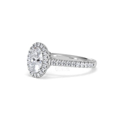 Georgina Lab Oval Diamond Halo Engagement Ring Platinum 1.55ct F/VS1