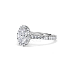 Georgina Lab Oval Diamond Halo Engagement Ring Platinum 1.55ct F/VS1