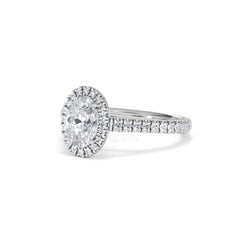 Georgina Lab Oval Diamond Halo Engagement Ring 18K White Gold 1.55ct F/VS1