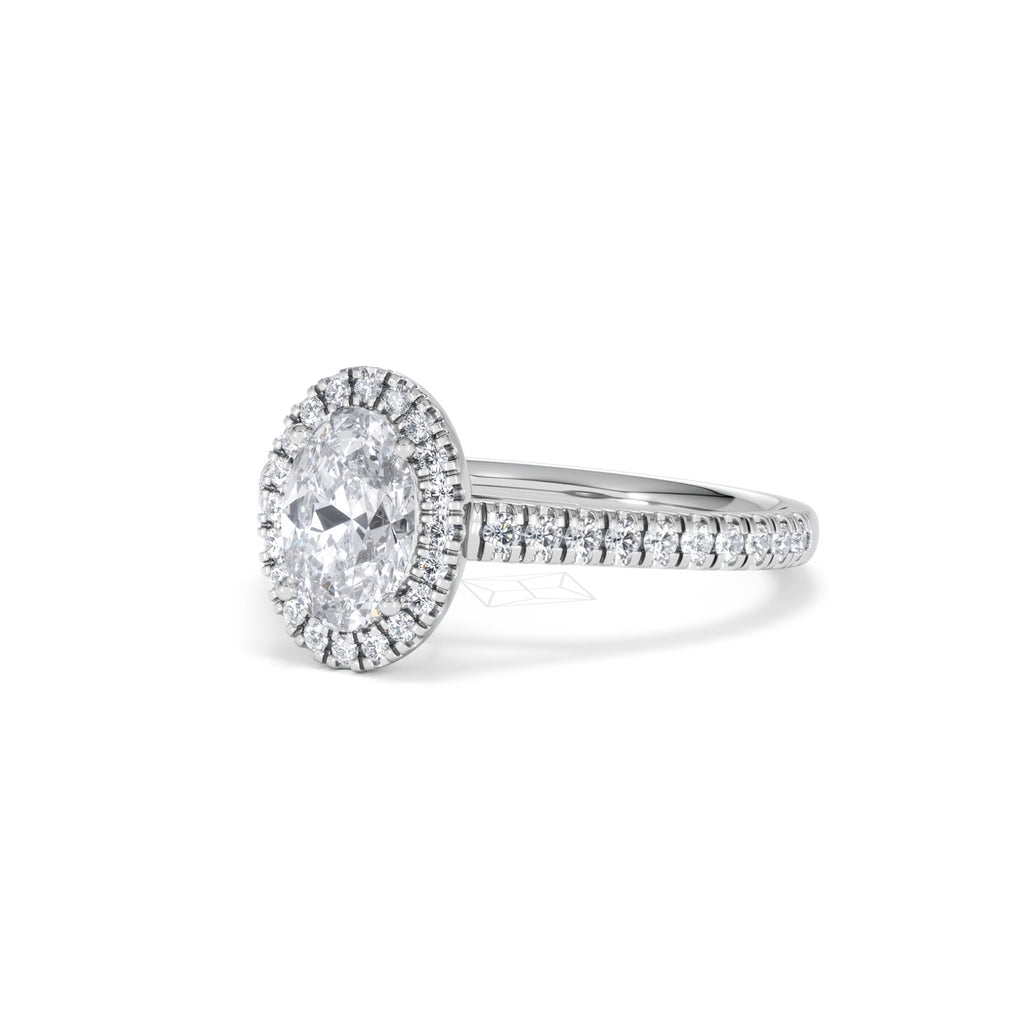 Georgina Lab Oval Diamond Halo Engagement Ring Platinum 1.55ct F/VS1