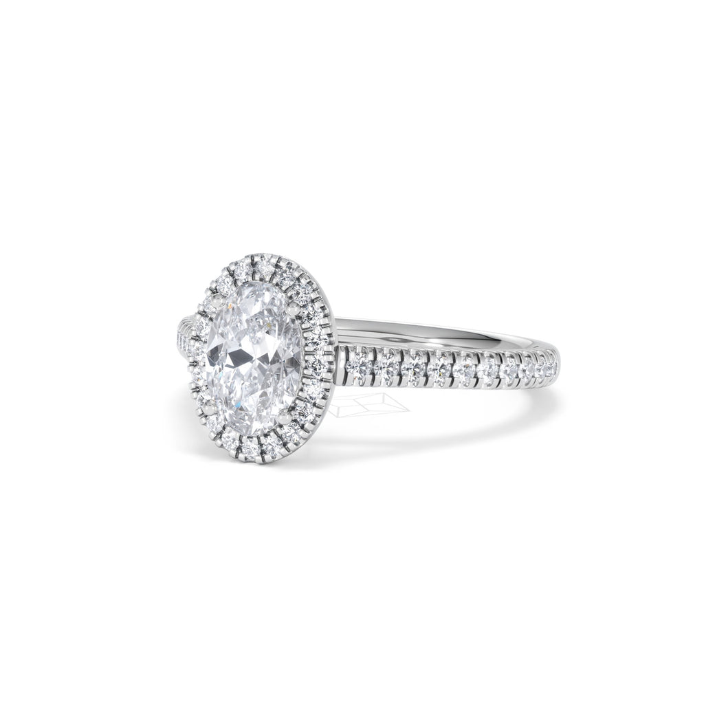 Georgina Lab Oval Diamond Halo Engagement Ring Platinum 1.55ct F/VS1