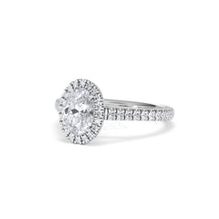 Georgina Lab Oval Diamond Halo Engagement Ring Platinum 1.55ct F/VS1
