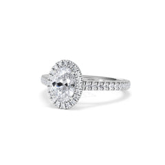 Georgina Lab Oval Diamond Halo Engagement Ring 18K White Gold 1.55ct F/VS1