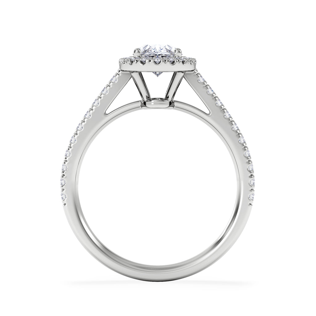 Georgina GIA Oval Diamond Halo Engagement Ring 18KW Gold 1.55ct G/VS1