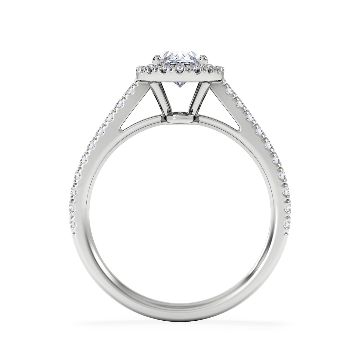 Georgina Lab Oval Diamond Halo Engagement Ring 18K White Gold 1.55ct F/VS1