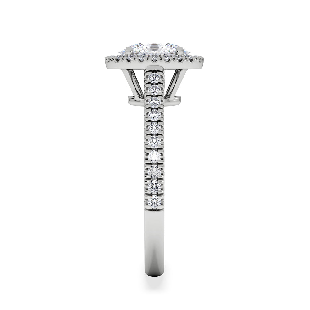 Georgina Lab Oval Diamond Halo Engagement Ring 18K White Gold 1.55ct F/VS1