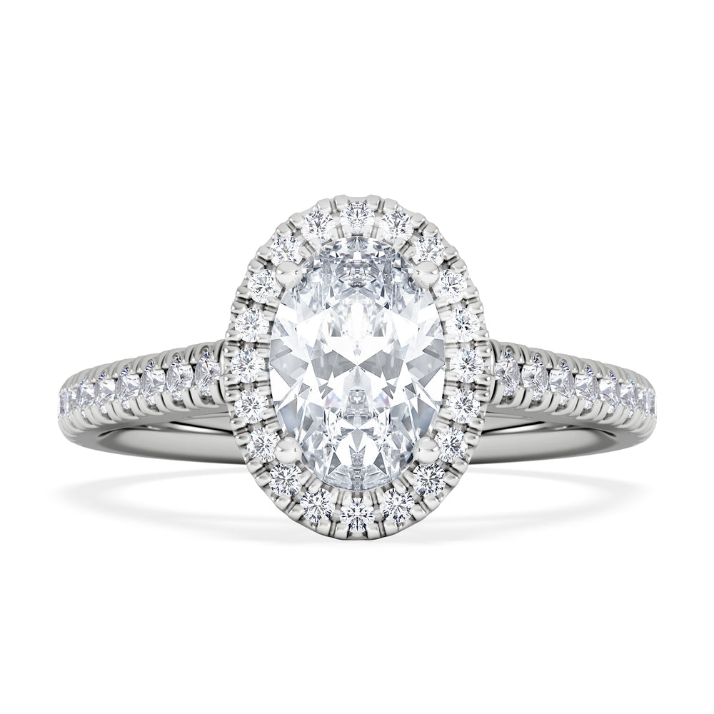 Georgina GIA Oval Diamond Halo Engagement Ring 18KW Gold 1.55ct G/VS1