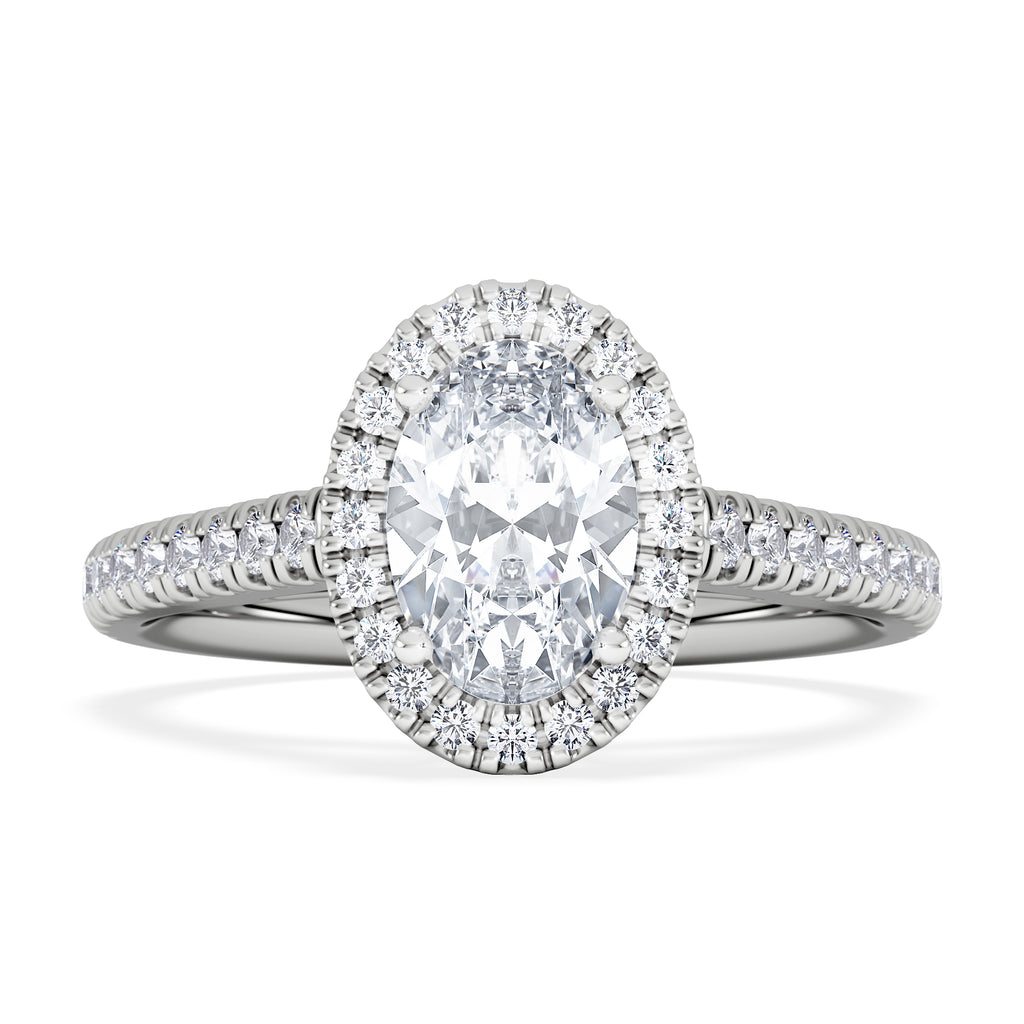 Georgina GIA Oval Diamond Halo Engagement Ring 18KW Gold 1.55ct G/VS1