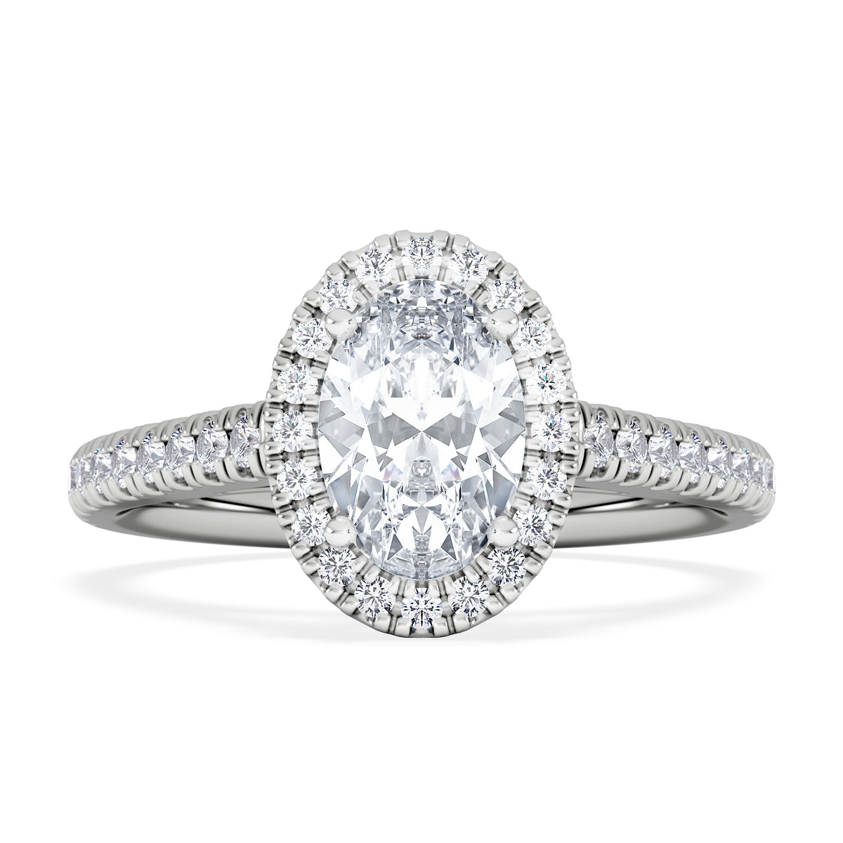 Georgina GIA Oval Diamond Halo Engagement Ring 18KW Gold 1.55ct G/VS1