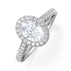 Georgina Lab Oval Diamond Halo Engagement Ring Platinum 1.55ct F/VS1