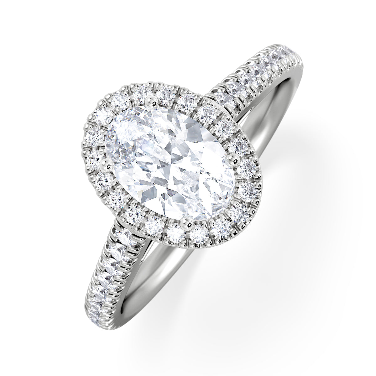 Georgina GIA Oval Diamond Halo Engagement Ring 18KW Gold 1.55ct G/VS1