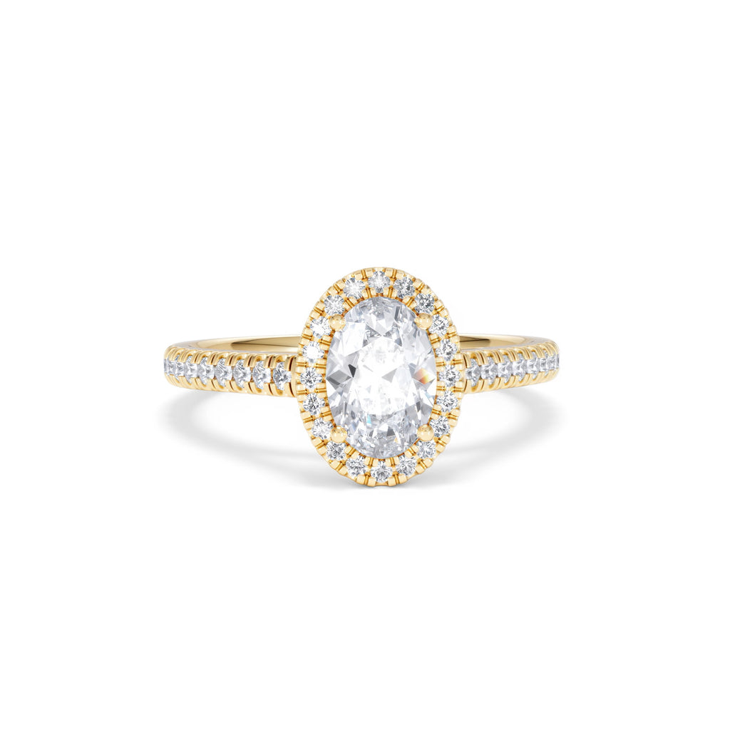Georgina Lab Oval Diamond Halo Engagement Ring 18K Gold 1.55ct F/VS1