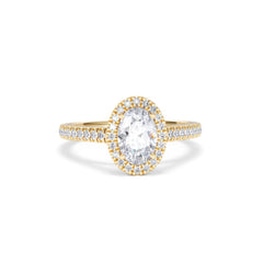 Georgina Lab Oval Diamond Halo Engagement Ring 18K Gold 1.55ct F/VS1