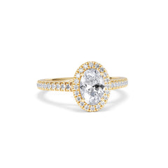 Georgina Lab Oval Diamond Halo Engagement Ring 18K Gold 1.55ct F/VS1