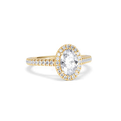 Georgina Lab Oval Diamond Halo Engagement Ring 18K Gold 1.55ct F/VS1