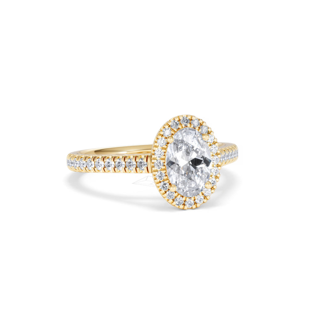 Georgina Lab Oval Diamond Halo Engagement Ring 18K Gold 1.55ct F/VS1