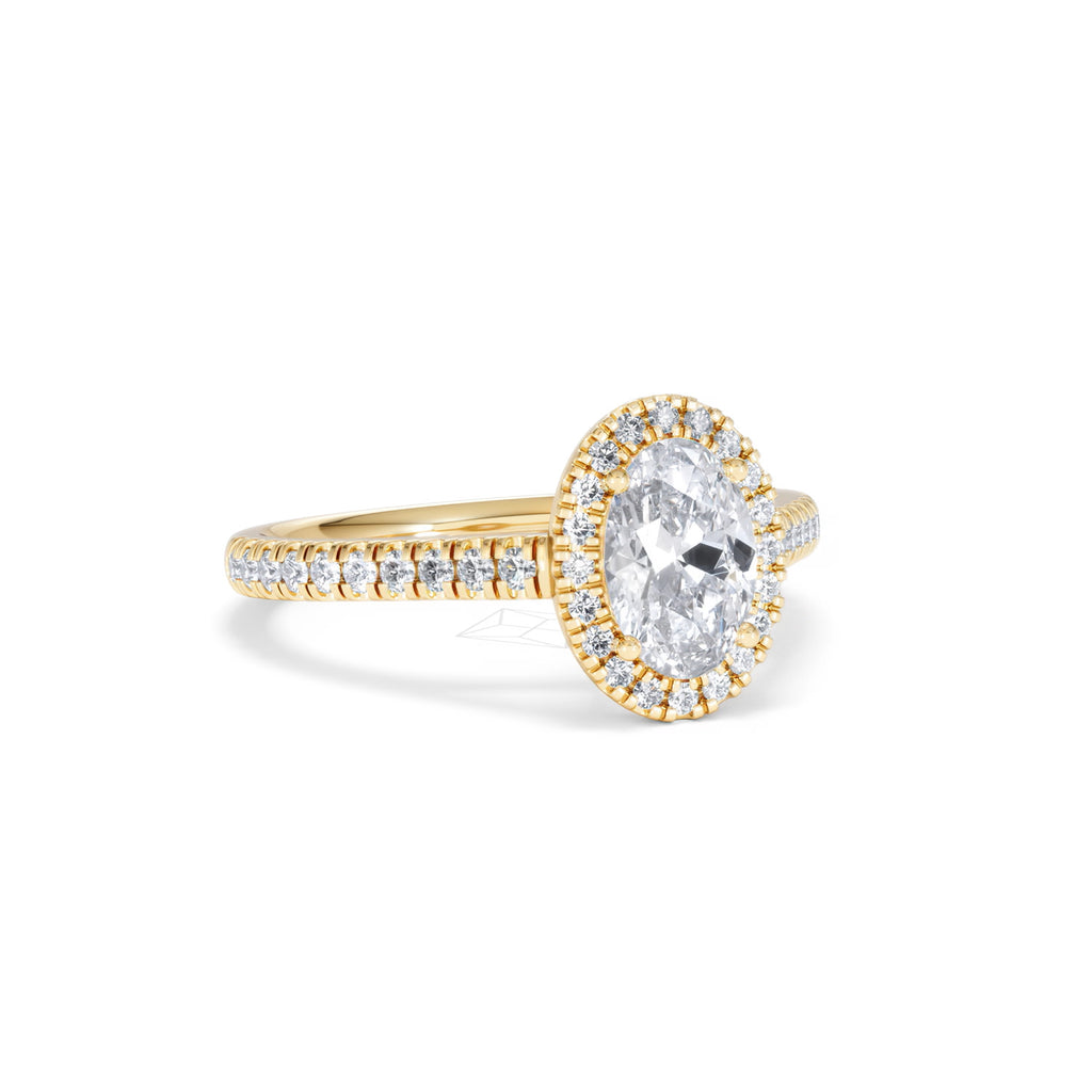 Georgina Lab Oval Diamond Halo Engagement Ring 18K Gold 1.55ct F/VS1
