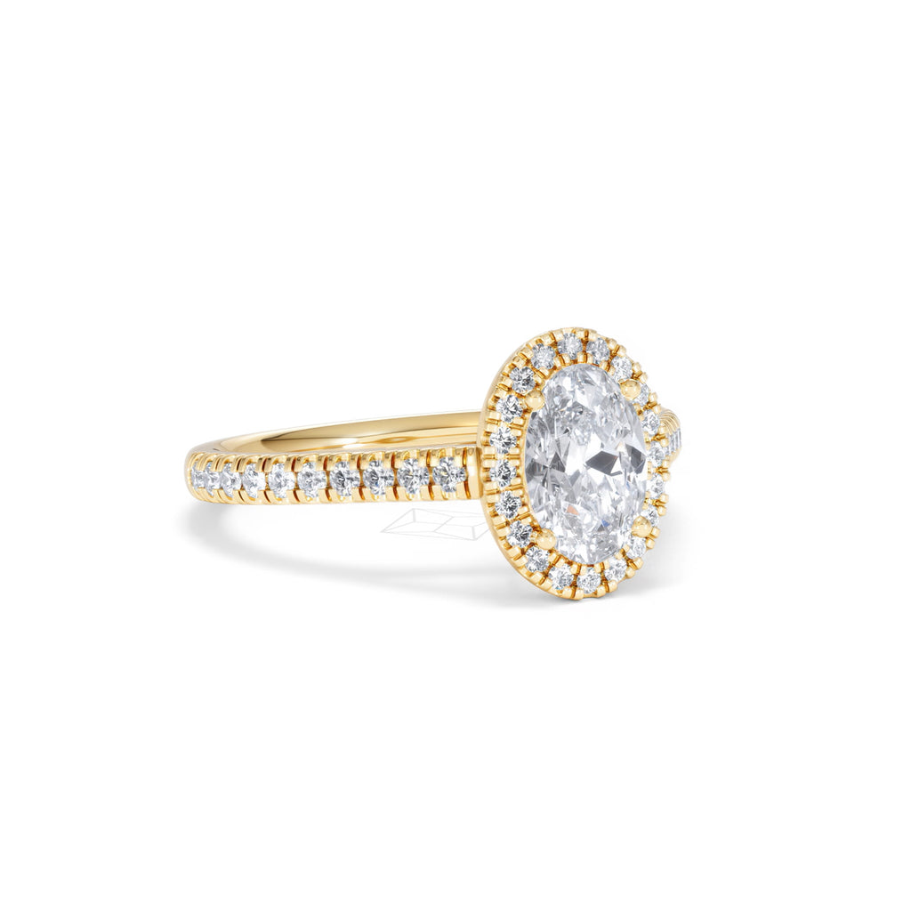Georgina Lab Oval Diamond Halo Engagement Ring 18K Gold 1.55ct F/VS1