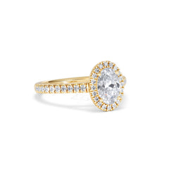 Georgina Lab Oval Diamond Halo Engagement Ring 18K Gold 1.55ct F/VS1