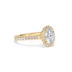 Georgina Lab Oval Diamond Halo Engagement Ring 18K Gold 1.55ct F/VS1