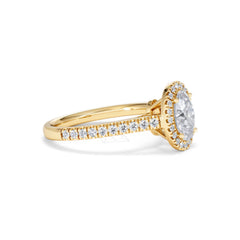 Georgina Lab Oval Diamond Halo Engagement Ring 18K Gold 1.55ct F/VS1