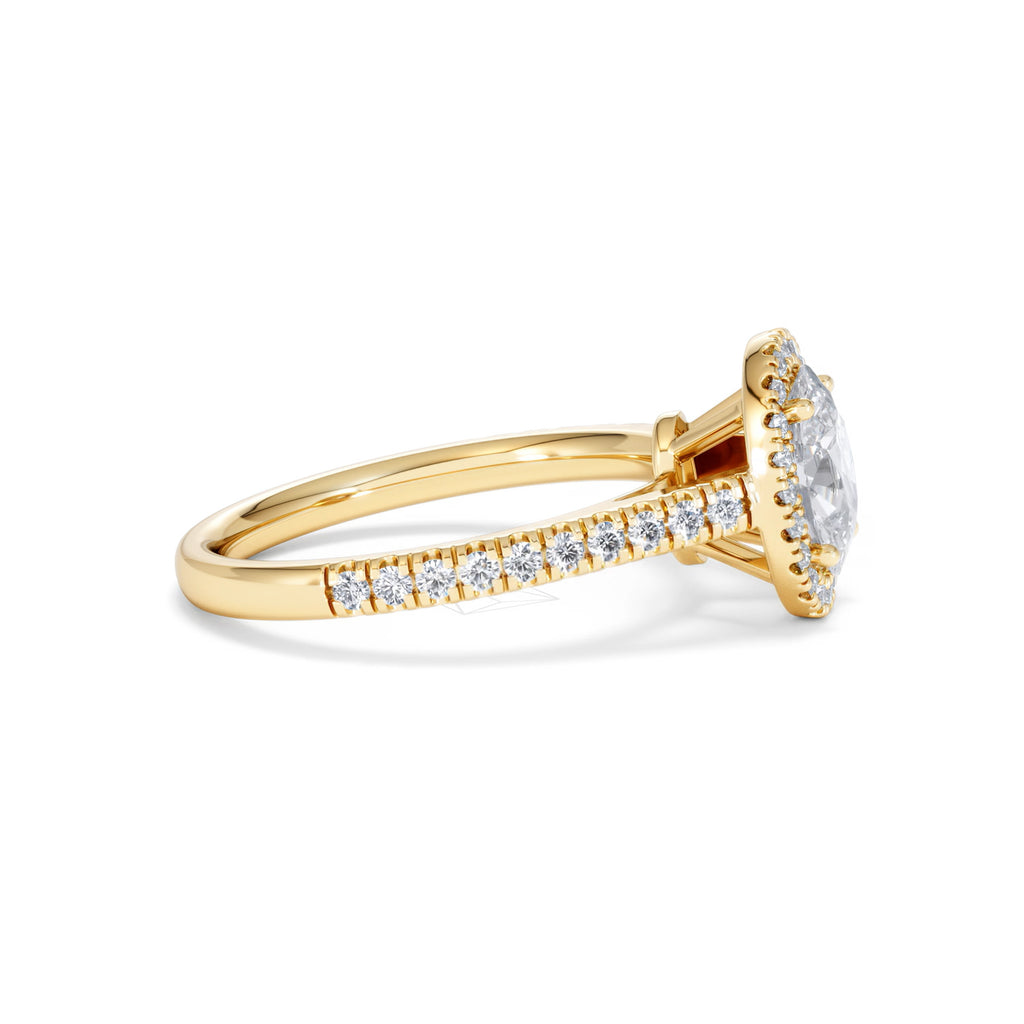 Georgina Lab Oval Diamond Halo Engagement Ring 18K Gold 1.55ct F/VS1