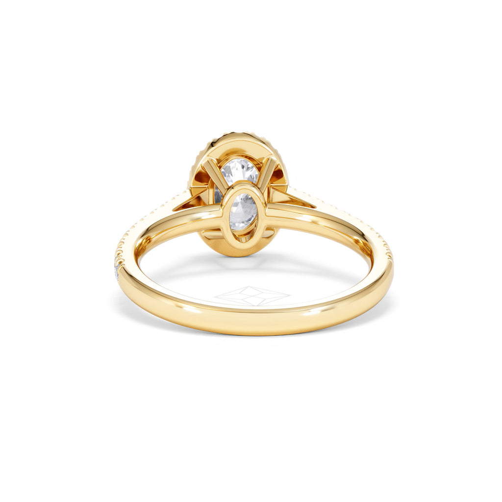 Georgina Lab Oval Diamond Halo Engagement Ring 18K Gold 1.55ct F/VS1