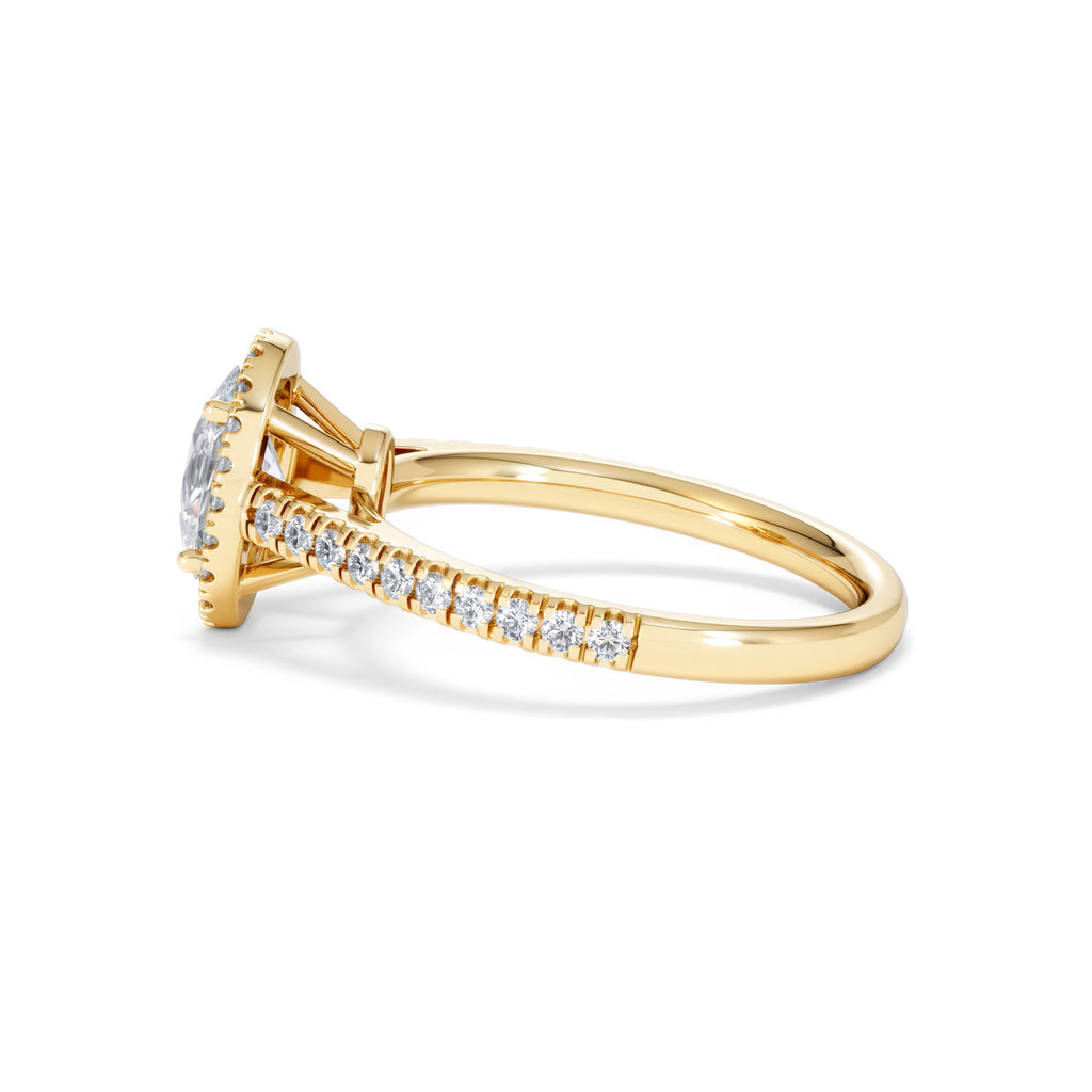 Georgina Lab Oval Diamond Halo Engagement Ring 18K Gold 1.55ct F/VS1