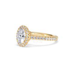 Georgina Lab Oval Diamond Halo Engagement Ring 18K Gold 1.55ct F/VS1