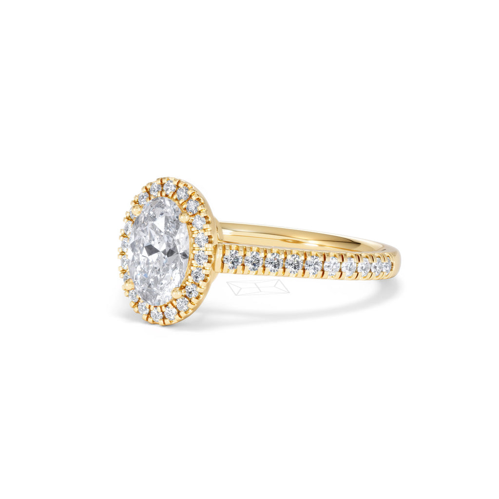 Georgina Lab Oval Diamond Halo Engagement Ring 18K Gold 1.55ct F/VS1