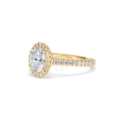 Georgina Lab Oval Diamond Halo Engagement Ring 18K Gold 1.55ct F/VS1