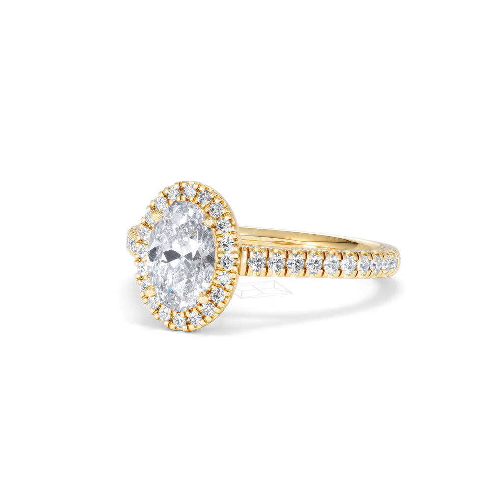 Georgina Lab Oval Diamond Halo Engagement Ring 18K Gold 1.55ct F/VS1