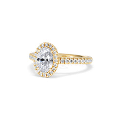 Georgina Lab Oval Diamond Halo Engagement Ring 18K Gold 1.55ct F/VS1