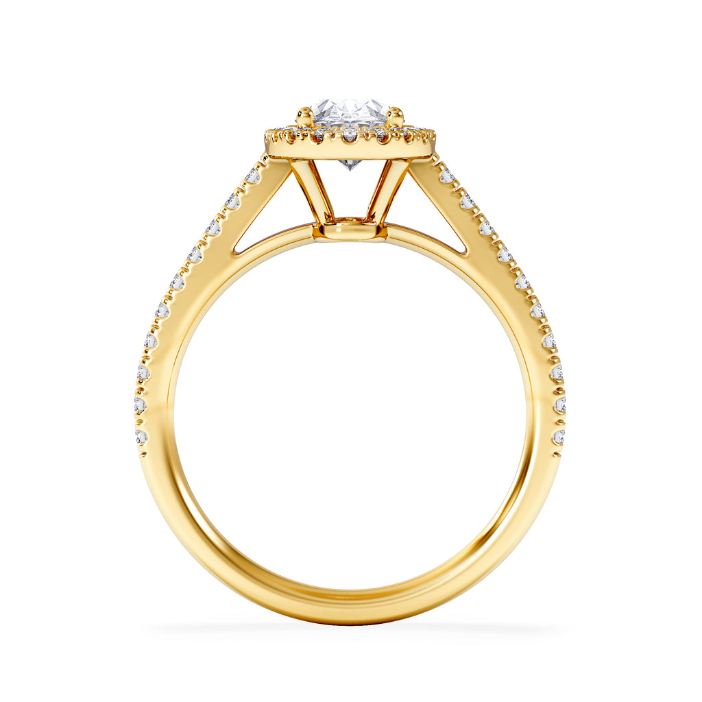 Georgina Lab Oval Diamond Halo Engagement Ring 18K Gold 1.55ct F/VS1