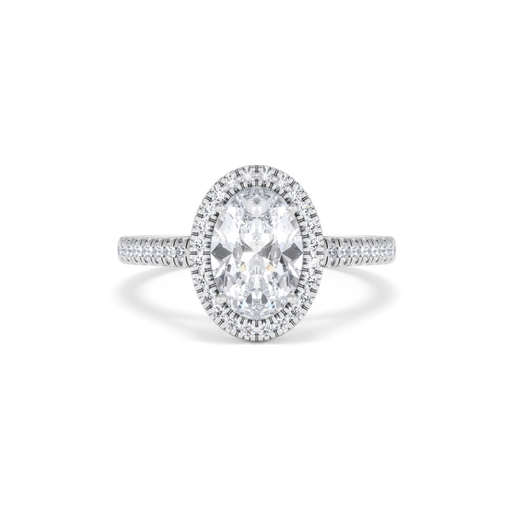 Georgina Lab Oval Diamond Halo Engagement Ring Platinum 2.05ct F/VS1